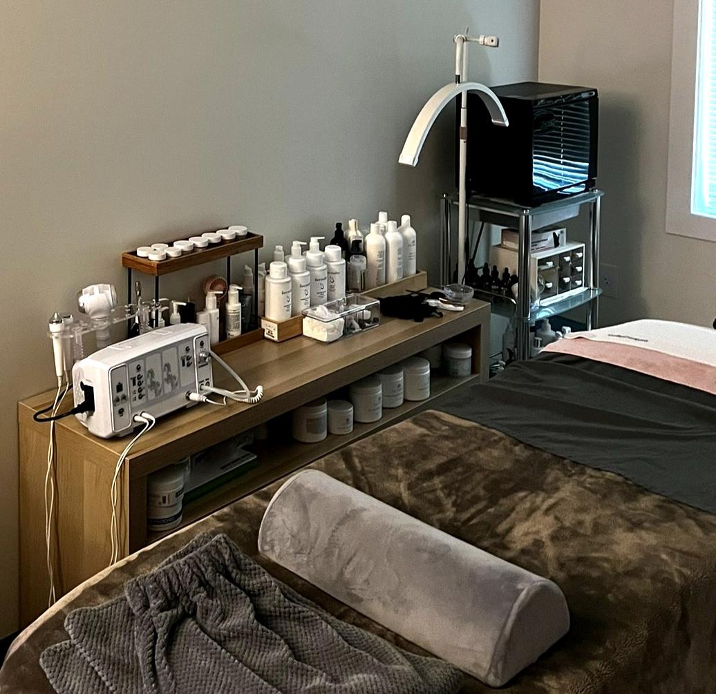 Private treatment room at Calming Facials, a solo esthetician studio in Issaquah, WA